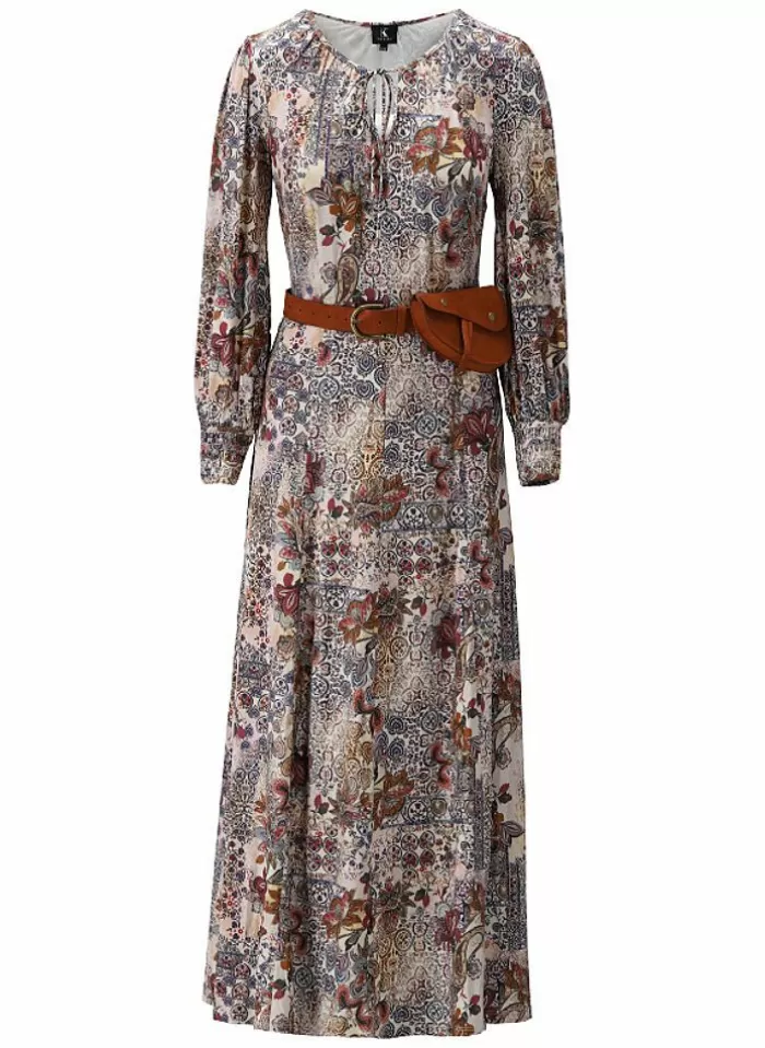 K-design Kleed Maxi Jurk In Print Met Zadel Riem En Heuptasje X120 (Geleverd) p620 Discount