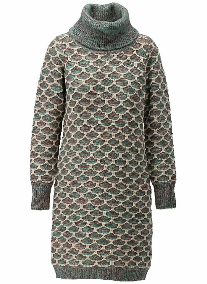 K-design Kleed X836 Jurk Met Rolkraag In Zeemeermin Brei (Geleverd) khaki glitter Cheap